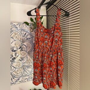 Pink Rose Red Floral Pattern Romper